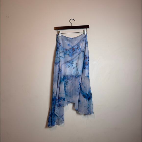 Topshop Floral Asymmetric Midi Skirt - Size 4 - Picture 4 of 8